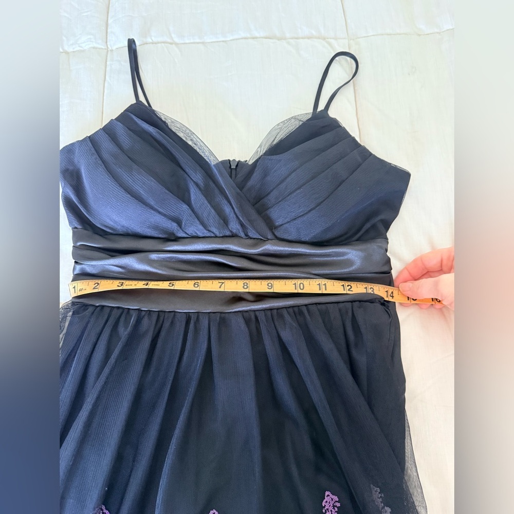 B Moss Y2K black tulle cocktail prom dress sweetheart neck purple beading 4 EUC - Picture 12 of 13